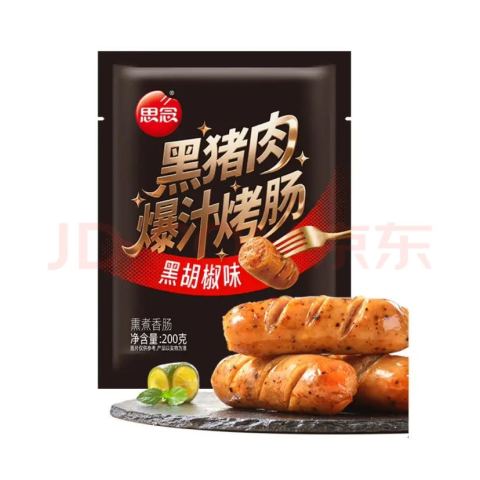 PLUS会员：思念 黑椒味黑猪肉爆汁烤肠200g*4袋京东此款目前活动售价49.8元，满199-80券，下单领取200-20黑五券，200-25plus会员专享券优惠券（商品领券页面自己领取看爆料截图1-3）下单4件，实付低至54.48元包邮！一袋5根烤肠 ，到手80根烤肠，折合6毛钱一个根烤肠！价格：13.62元  (价格低于618)商家：[京东]值率：值: 12 不值: 0领券：[无需领券]------------------------------【🛒 立即购买】【💬 查看评论】
