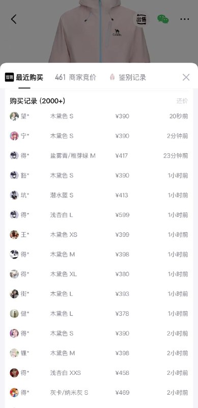 8号20点 骆驼五折1️⃣7️⃣迪丽热巴三合一冲锋衣购物金到手284 得物399秒卖