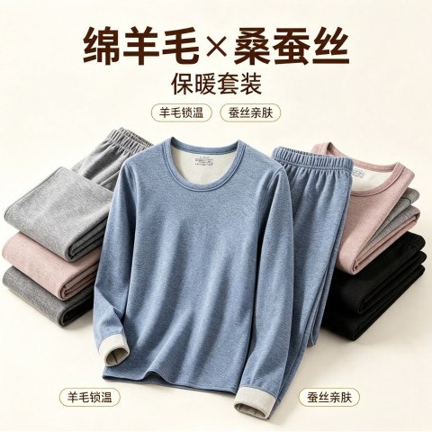 宜而爽 情侣秋冬款保暖内衣套装  绵羊毛亲肤高弹京东此款目前活动售价69.9元，下单领取满139减90元优惠券，下单2件，实付低至49.8元
